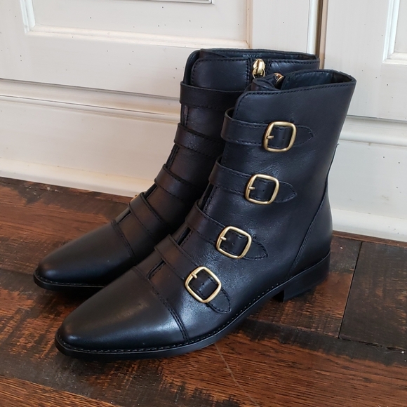 J Crew Multibuckle Leather Short Boots 
